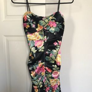 Black flower cocktail dress